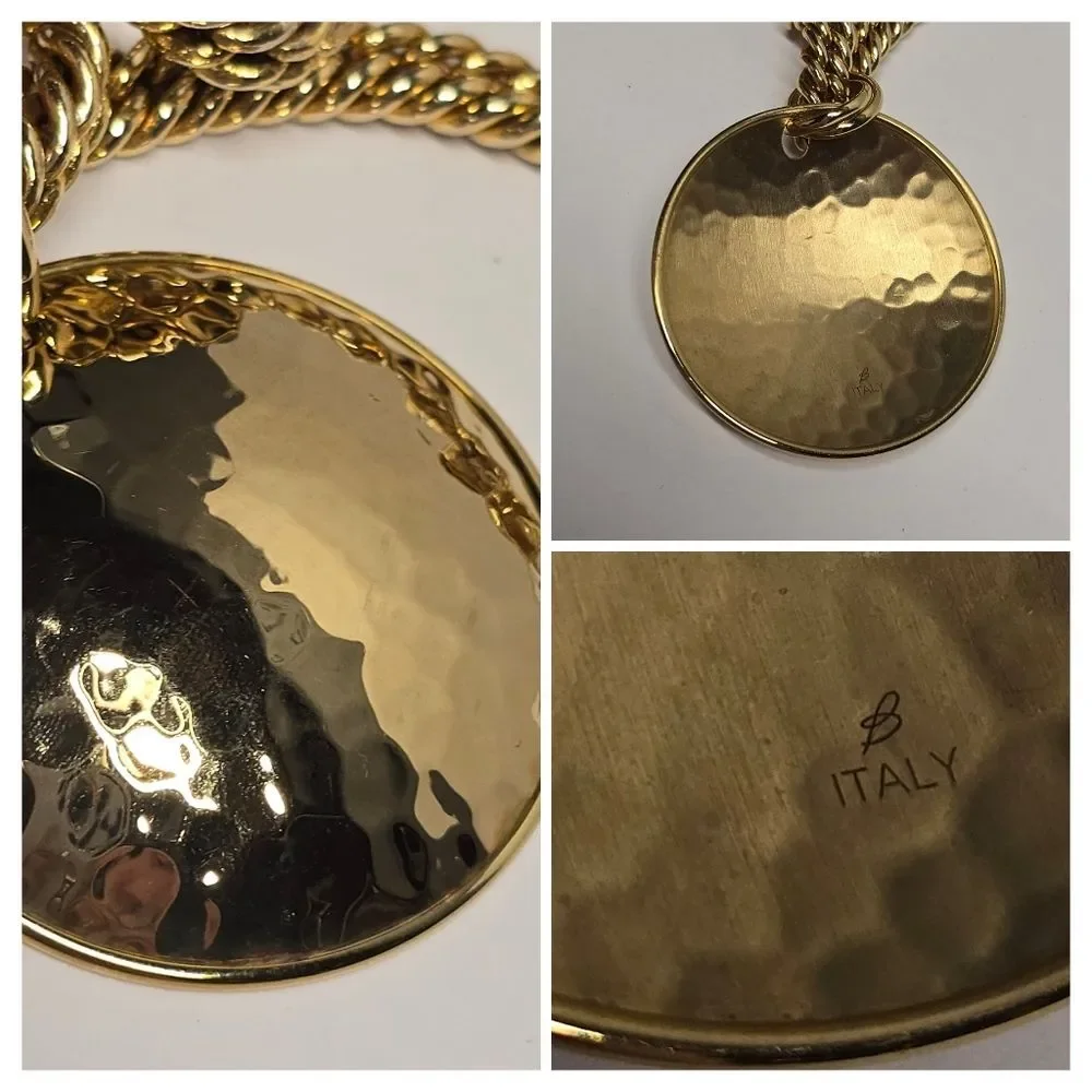 Carolee Lux Extra Long Heavy Chunky Gold Chain Necklace With Bronzallure Pendant